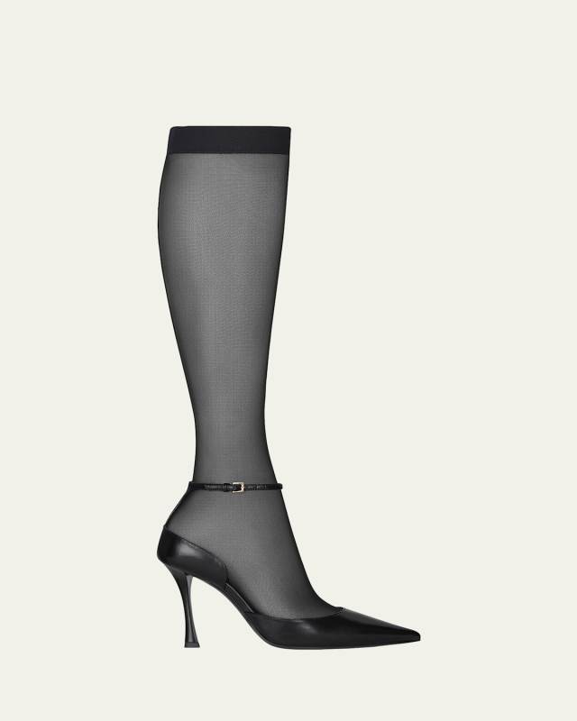 Show Knee Stocking Ankle-Strap Pumps